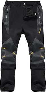 Men's Snow Ski Pants Fleece Lined Winter Pants with 4 Zipper Pockets Reinforced Knee Hiking Pants