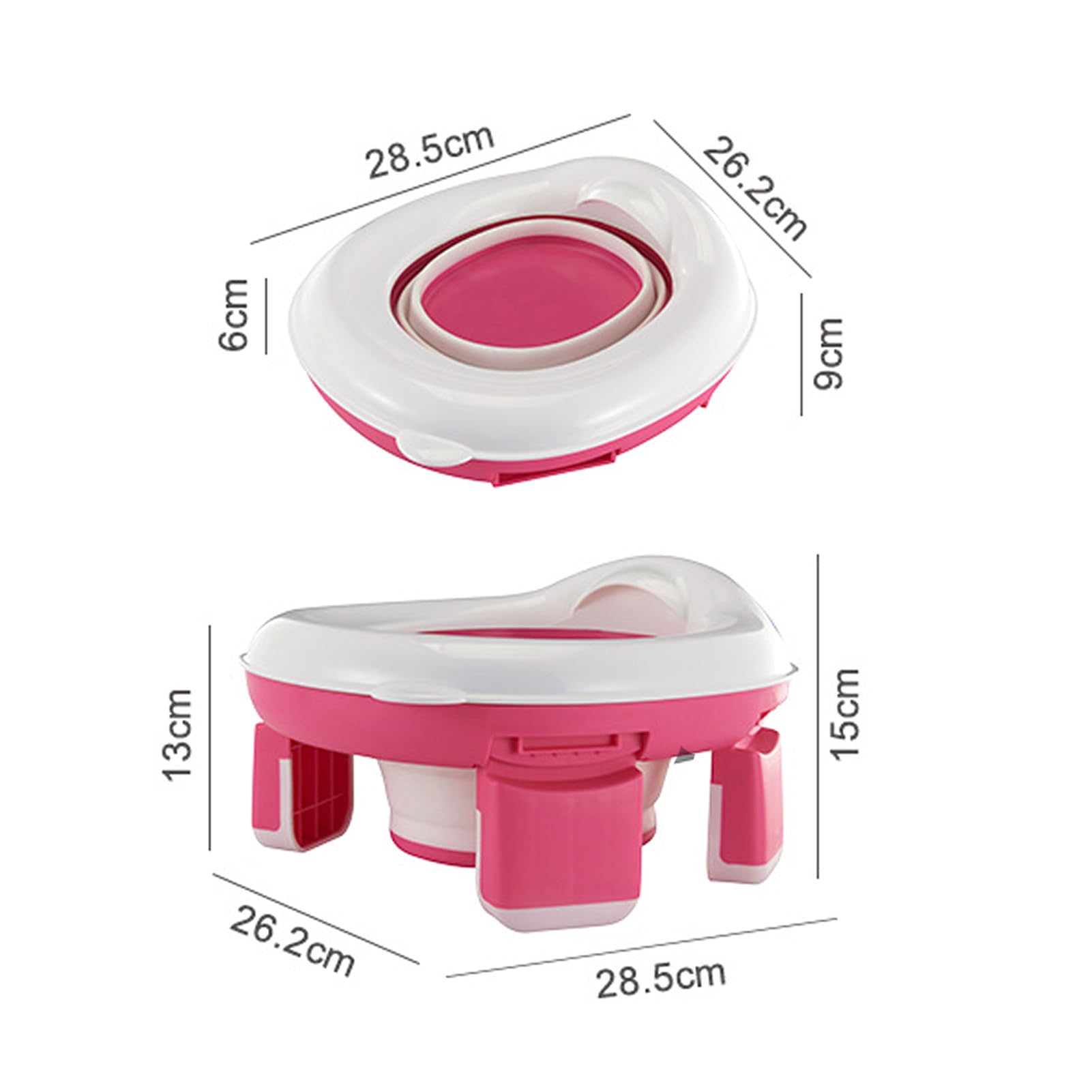 Warmiehomy Portable Travel Potty for Toddlers Kids Baby Foldable Potty Training Toilet Seat for 1-4 Years Boys Girls Indoor Outdoor Carry Potty Travel Toilet with 60pcs Cleaning Bags, Pink - Image 2