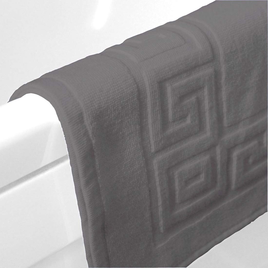 A & B TRADERS Egyptian Cotton Bath Mats Classic Greek Key Pattern 750 GSM Terry Towelling Soft Touch (Grey, 6)