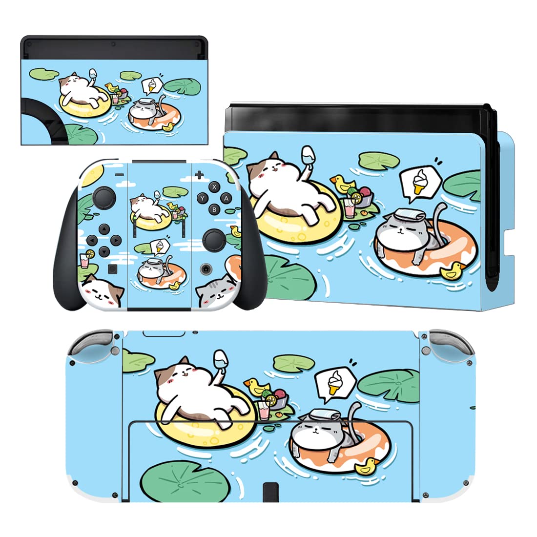 playvital Full Set Protective Stickers for Nintendo Switch OLED Model, Customized Vinyl Decal Skins for Switch OLED Console & Joycon & Dock & Grip - Abyss Knight — view 21