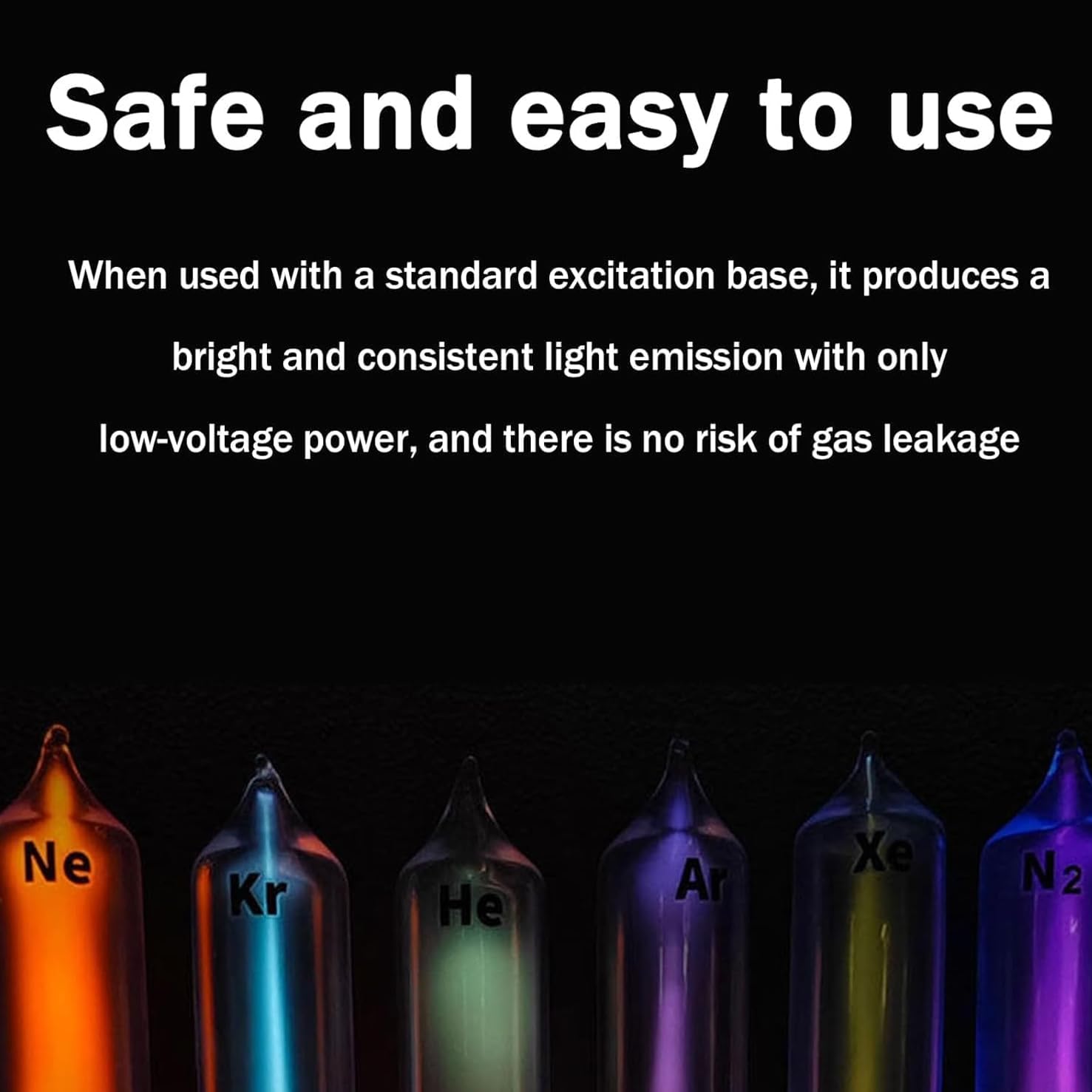 6 Edelgas-glasröhrchen Mit Anregungsbasis, He/ne/AR/kr/xe/n2 Edelgas-glühdemonstrationsset, Elementsammlung, Für Den Chemie- Und Physikunterricht