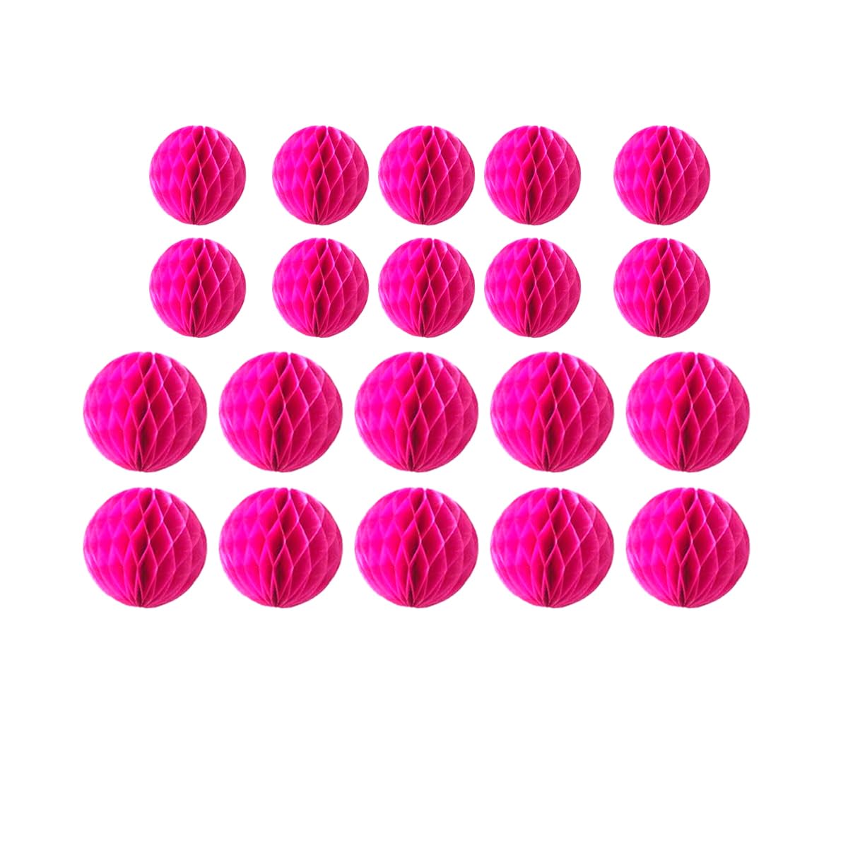 20pcs Honeycomb Flower Balls - Party Decoration Paper Flower Balls Tissue Paper Pom Poms for Birthday Wedding Home Decor (3inch+6inch, Rose Red)