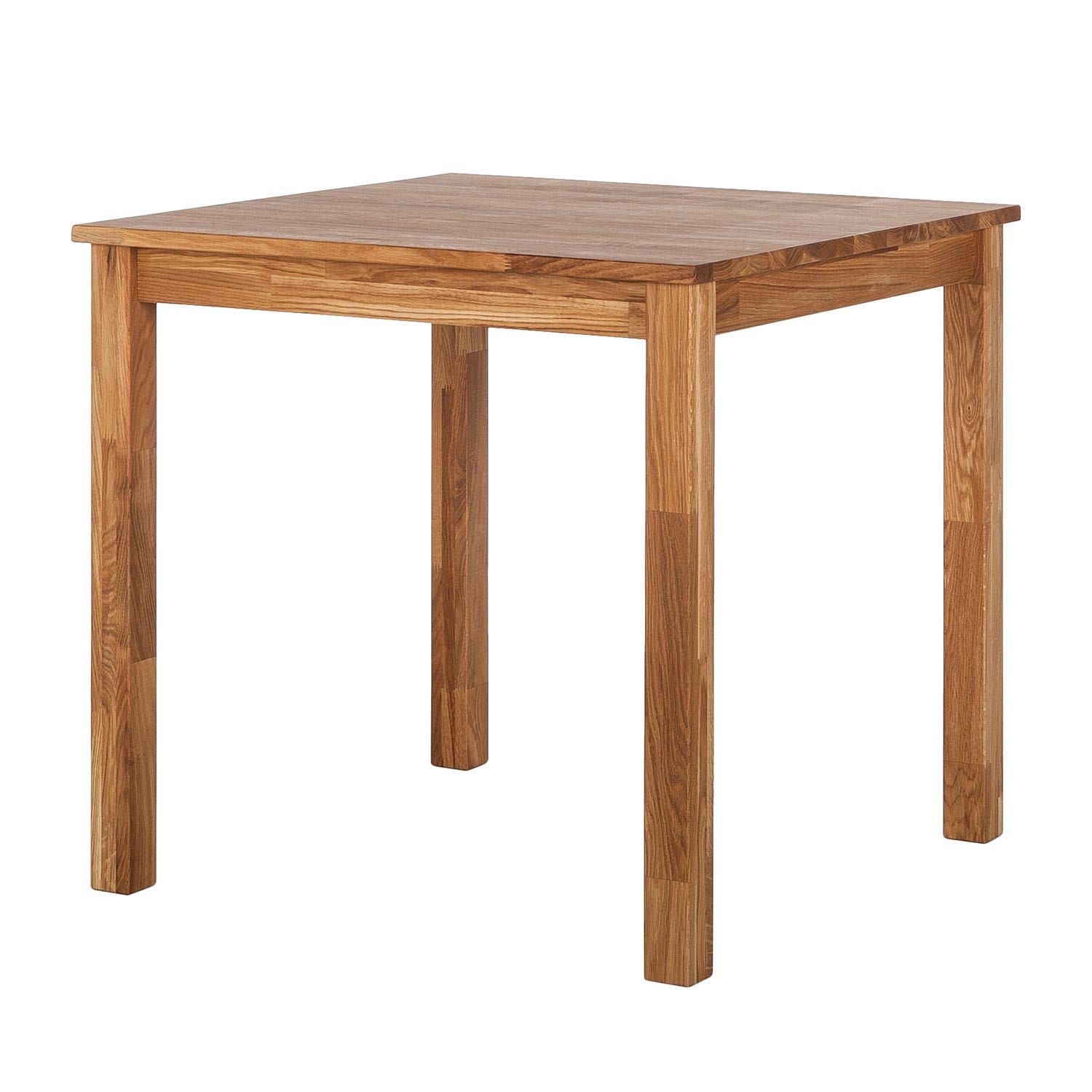 NORDICSTORY Esstisch für 4 Personen, Massivholz Eiche, Nordischer Stil oder Skandinavisch, für Wohnzimmer oder Küche, Eiche natur, 90 x 65 x 75 cm