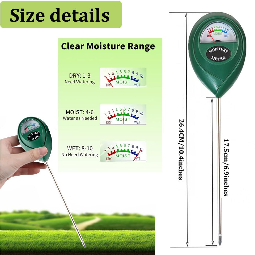 Soil Moisture Meter - No Battery Needed, Precision Probe For Indoor & Outdoor Plants, Gardens, Farms