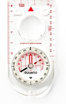 Suunto A-30 Compact Compass - Northern Hemisphere, Metric/Imperial Scale, Accurate for Hiking & Orienteering, Magnifying Lens & Luminescent Marking