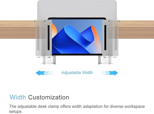 Miniatura 2 de IFCASE Soporte para computadora portátil debajo del escritorio, soporte de almacenamiento lateral ajustable con gancho para auriculares que ahorra