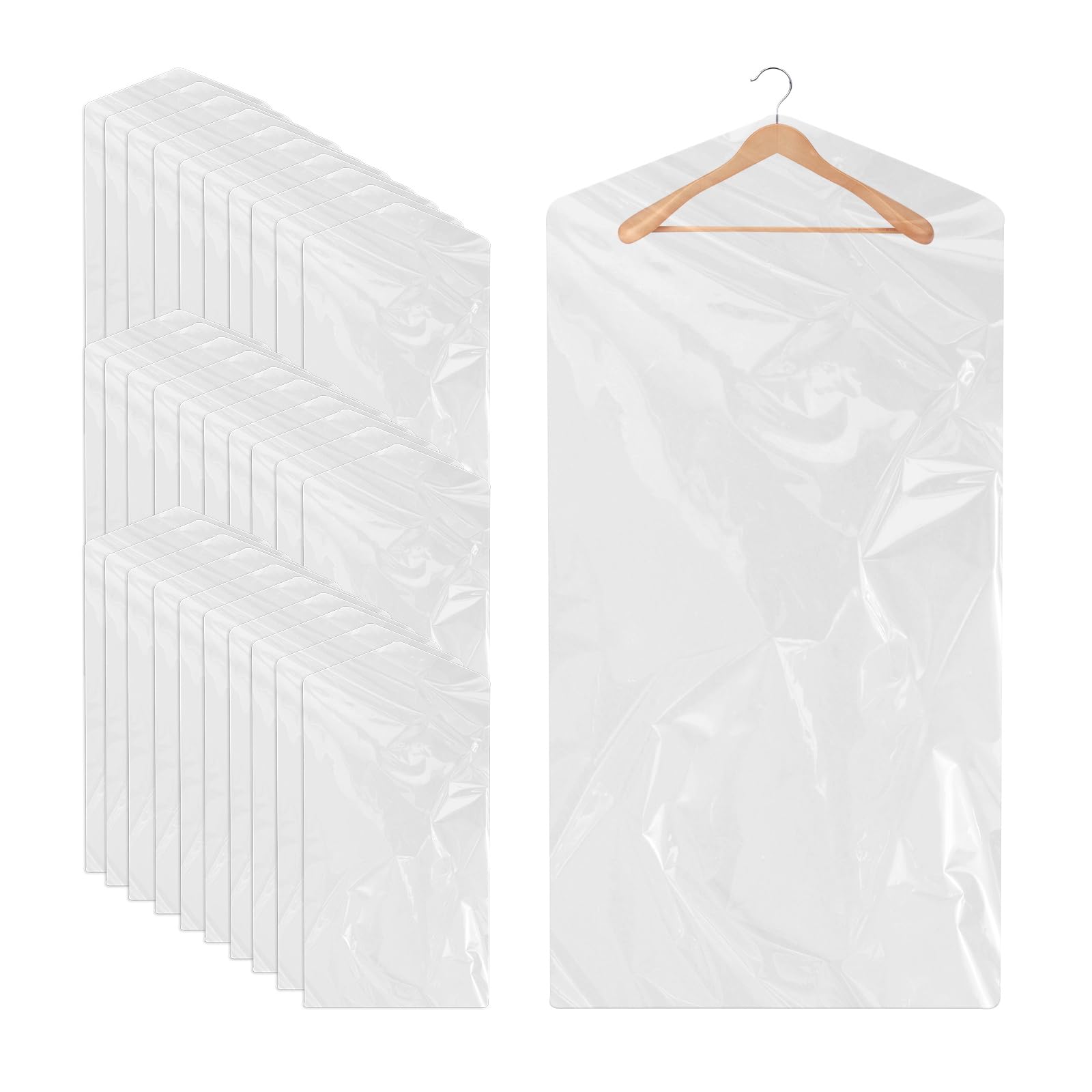 30 Pack Clear Garment Bags for Clothes, 35.4inch Clothes Covers Plastic Garment Bags Dry Cleaner Bags Plastic Clear Dry Cleaning Bags for Hanging Clothes Storage Travel