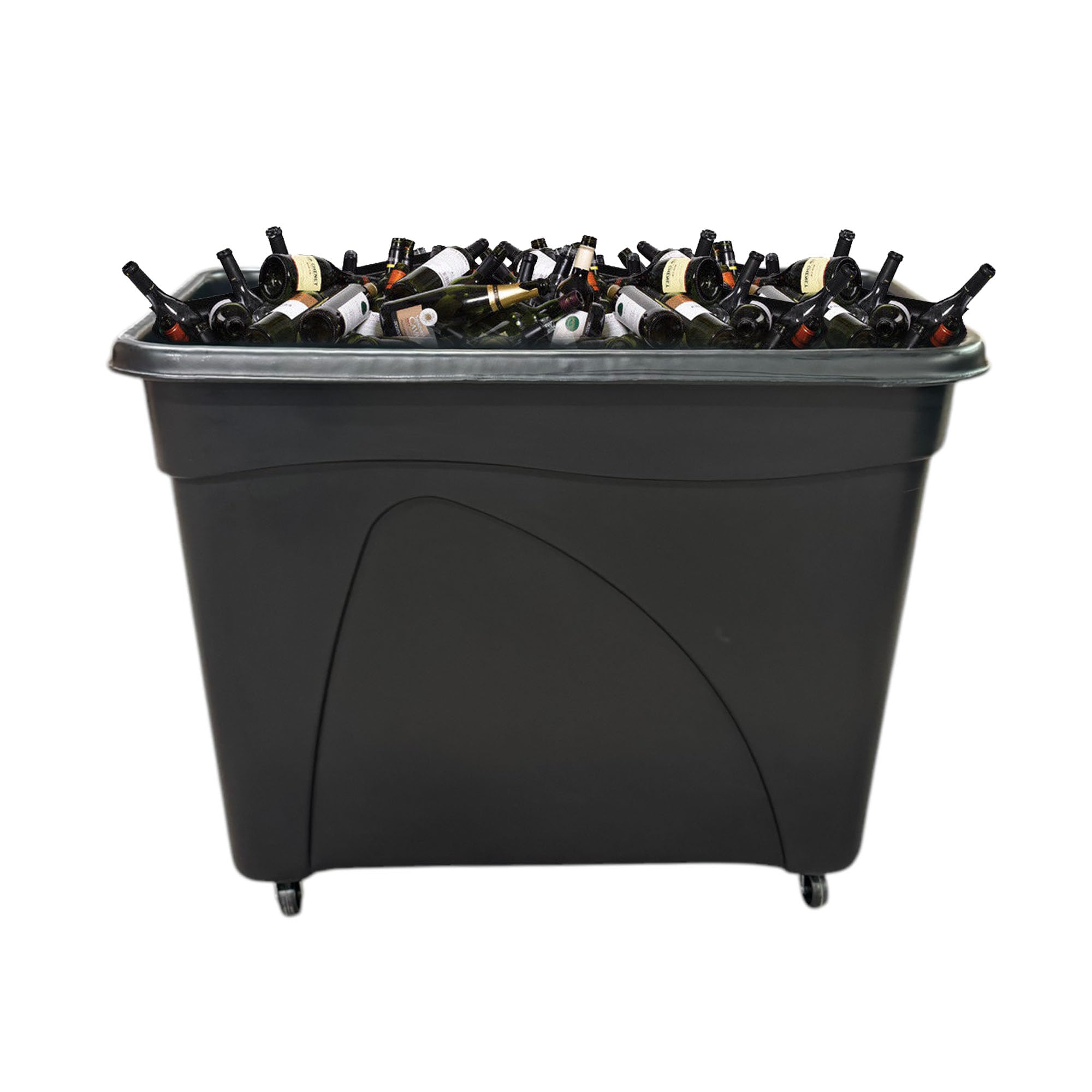 Chabrias Ltd Mobile Glass Bottle Recycling Bin, 235 L Bottle Skip/Bar Truck โ Heavy-Duty UK-Made, Leak-Resistant Smooth Interior, Stackable Design, 4 Swivel Castor Wheels โ Black
