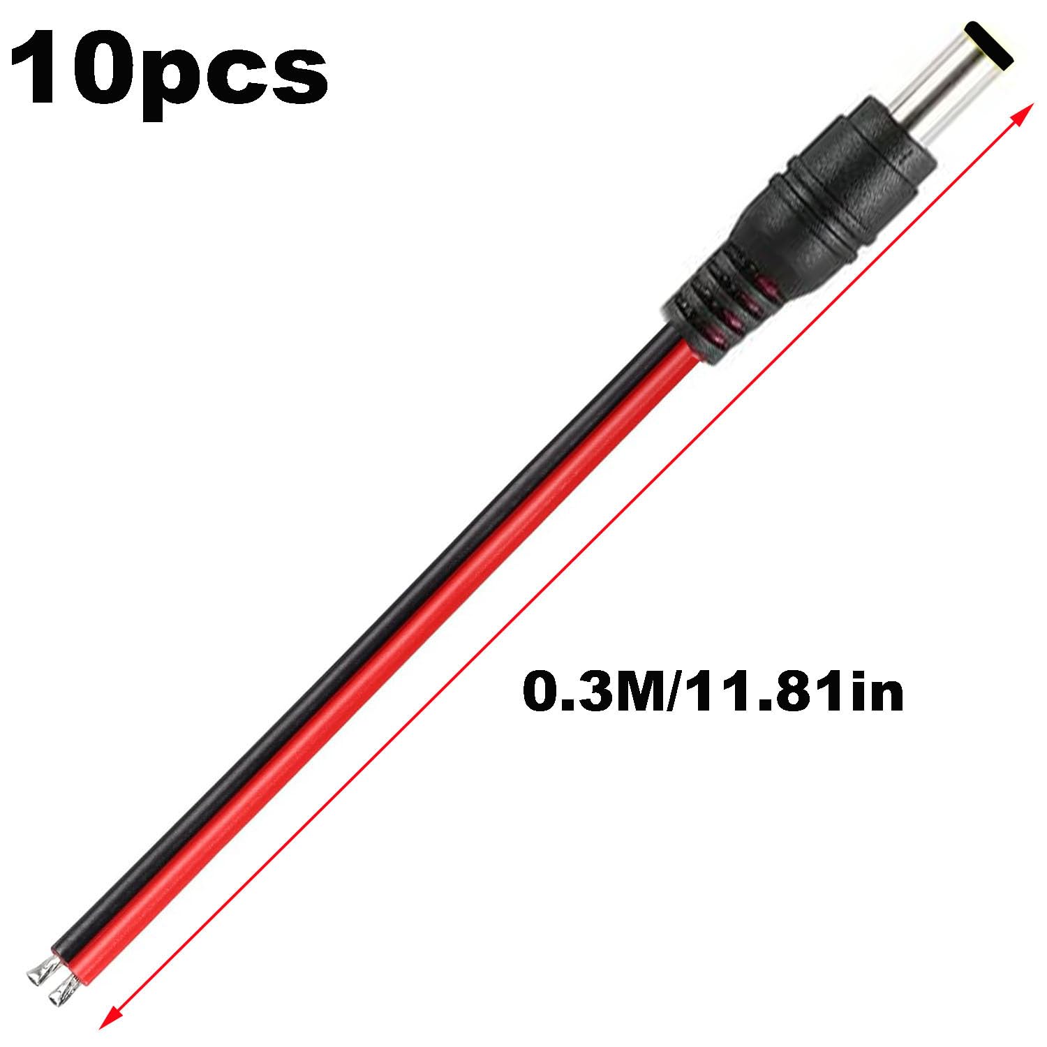 Lot De 5 Connecteurs DC 5.5x2.5mm RUNCCI-YUN - Câble Pigtail 12V 5A Pour Caméra CCTV, Alimentation