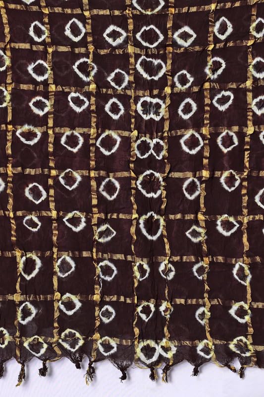 Image of Women Bandhani Dupatta | Traditional Chunri Print with Decorative Border | Lightweight Ethnic Stole for Festive and Wedding Wear