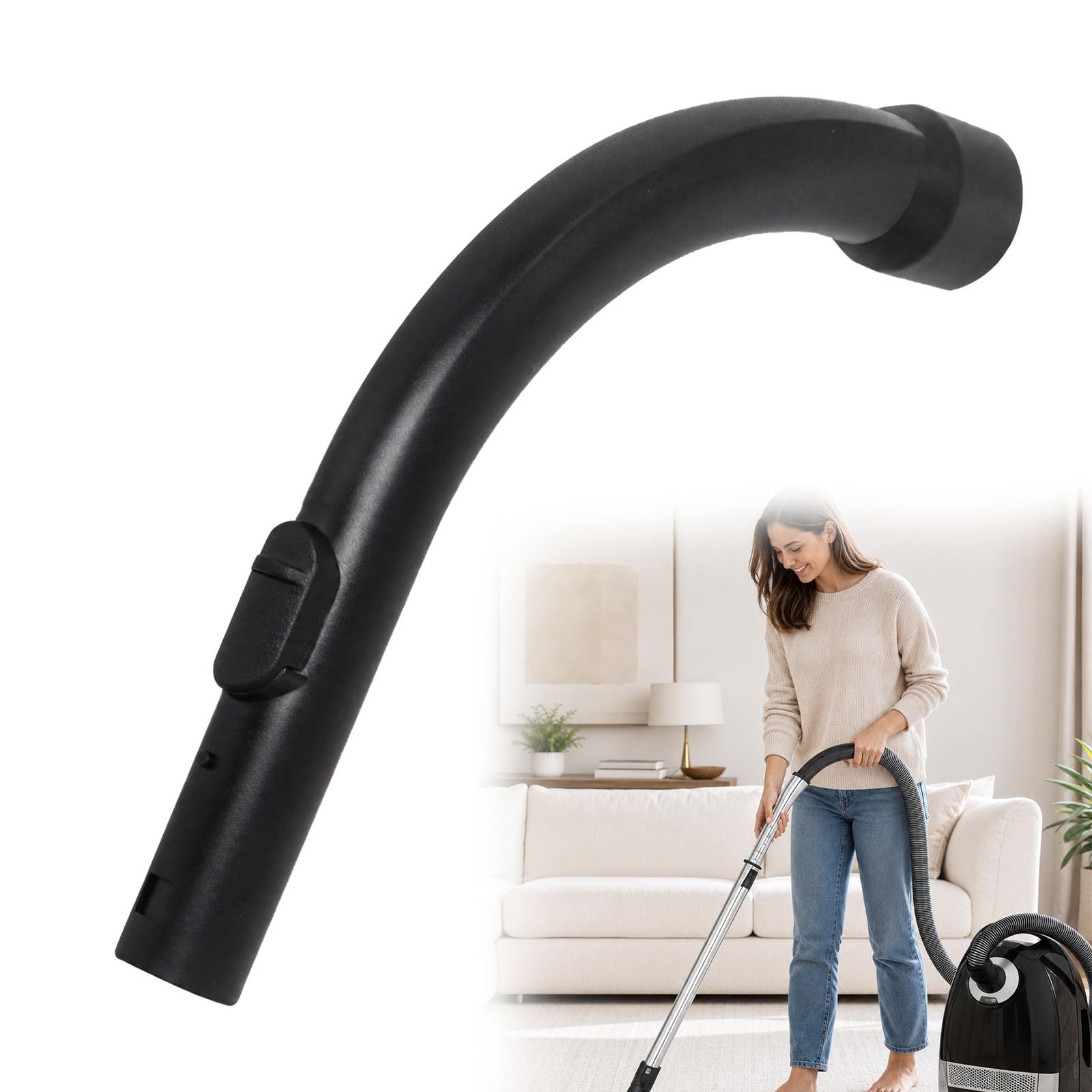 Poweka Black Curved Bent End Hose Handle, 35Mm Replacement Vacuum Handle Compatible With Miele S2110 S501 S524 C1 C2 C3 S Series Vacuum Cleaner, Replace 5269091 9442600 9442601