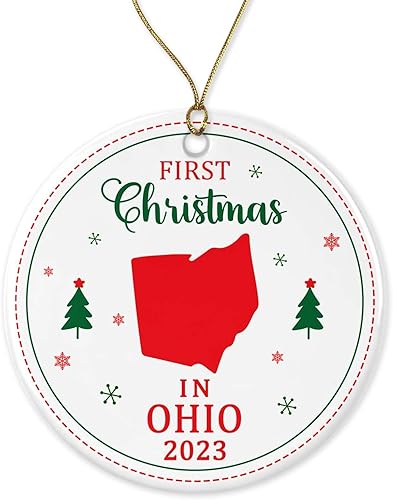 Adorno de la primera Navidad en Ohio 2023 Decoración colgante de árbol para celebración de Navidad Regalo de festival para familiares amigos Adorno de la primera Navidad en Ohio 2023 Decoración colgante de árbol para celebración de Navidad Regalo de festival para familiares amigos