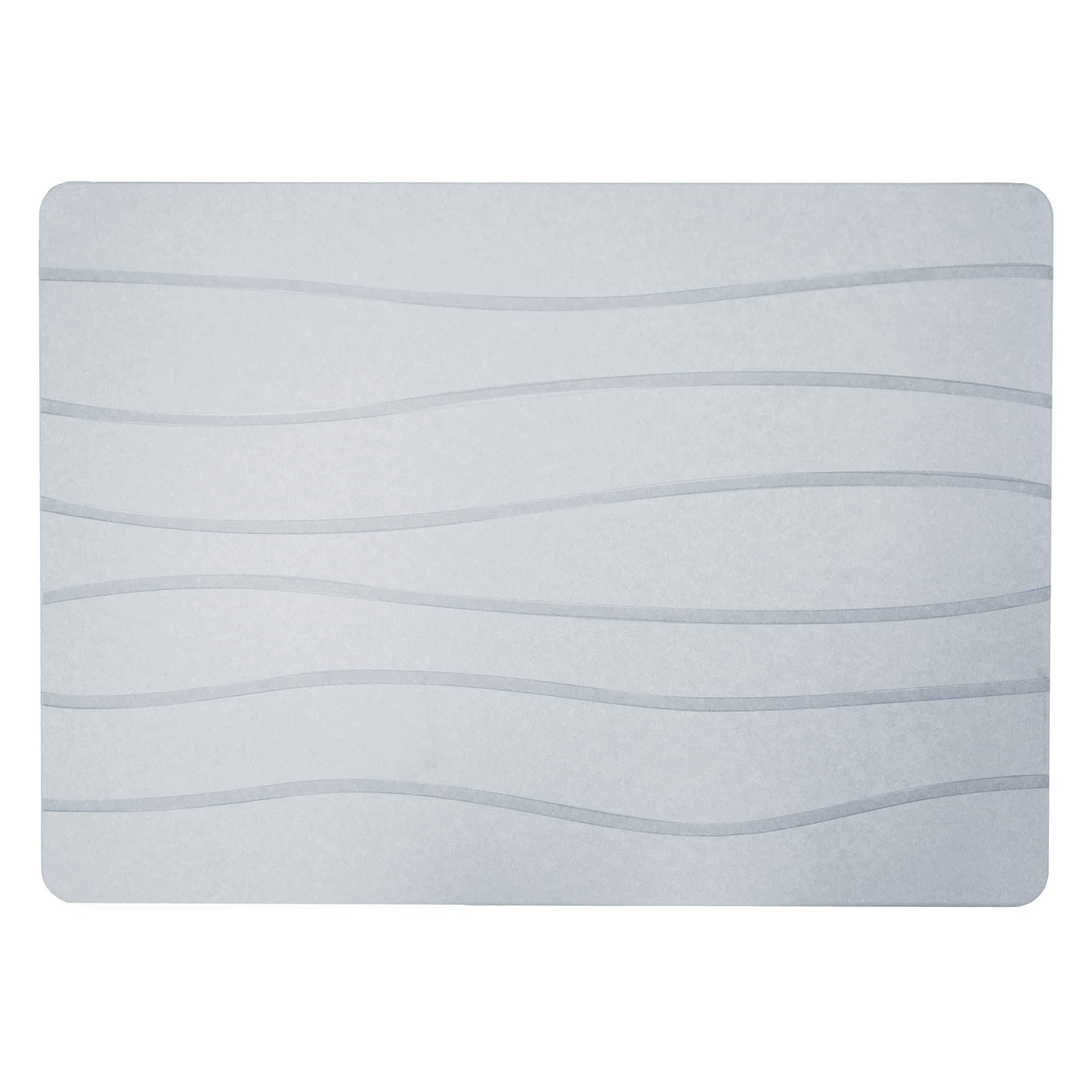 Douceur d'Intérieur, Tapis de Bain (50 x 70 cm) Ondelina Blanc, Diatomite Unie Gravée