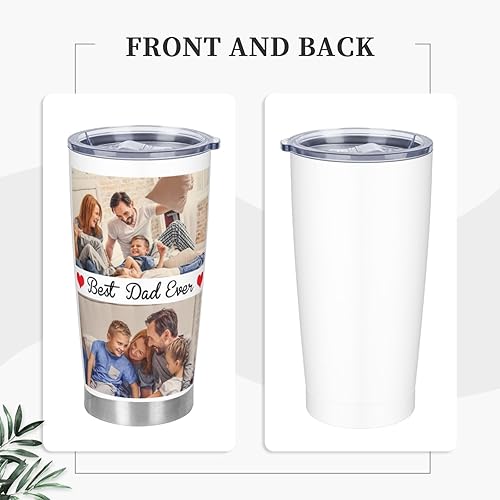 Miniatura 4 de Vasos personalizados con tapas de fotos y pajitas de 20 onzas vaso de café de acero inoxidable con foto personalizada con nombre texto taza de café