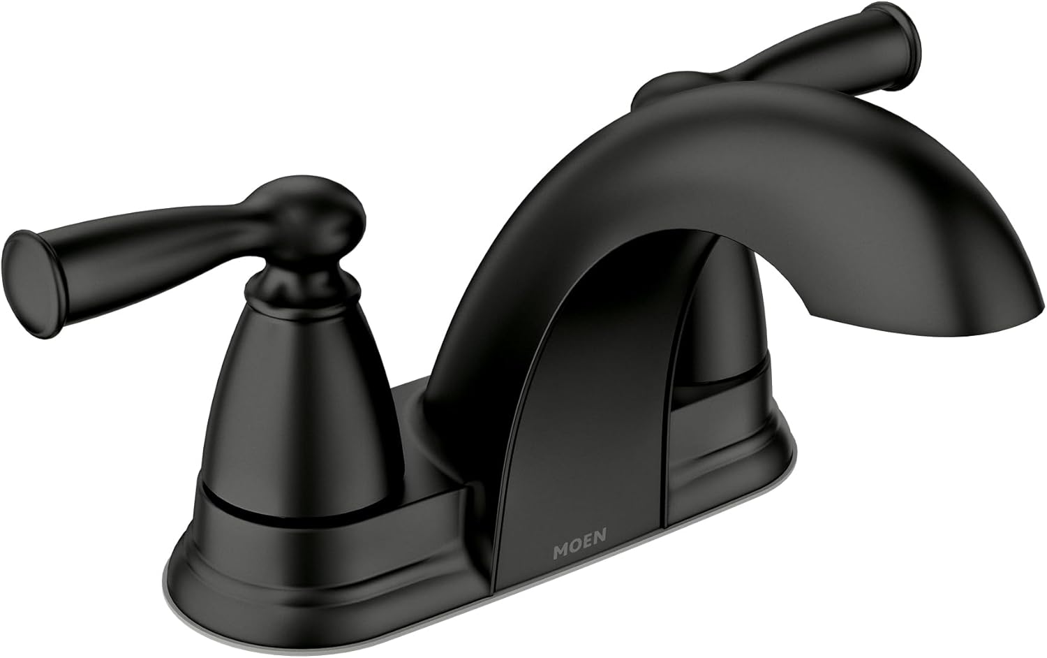 Moen Banbury Matte Black 4-Inch Centerset Bathroom Faucet, Double Handle Low-Arc Design, 84942BL