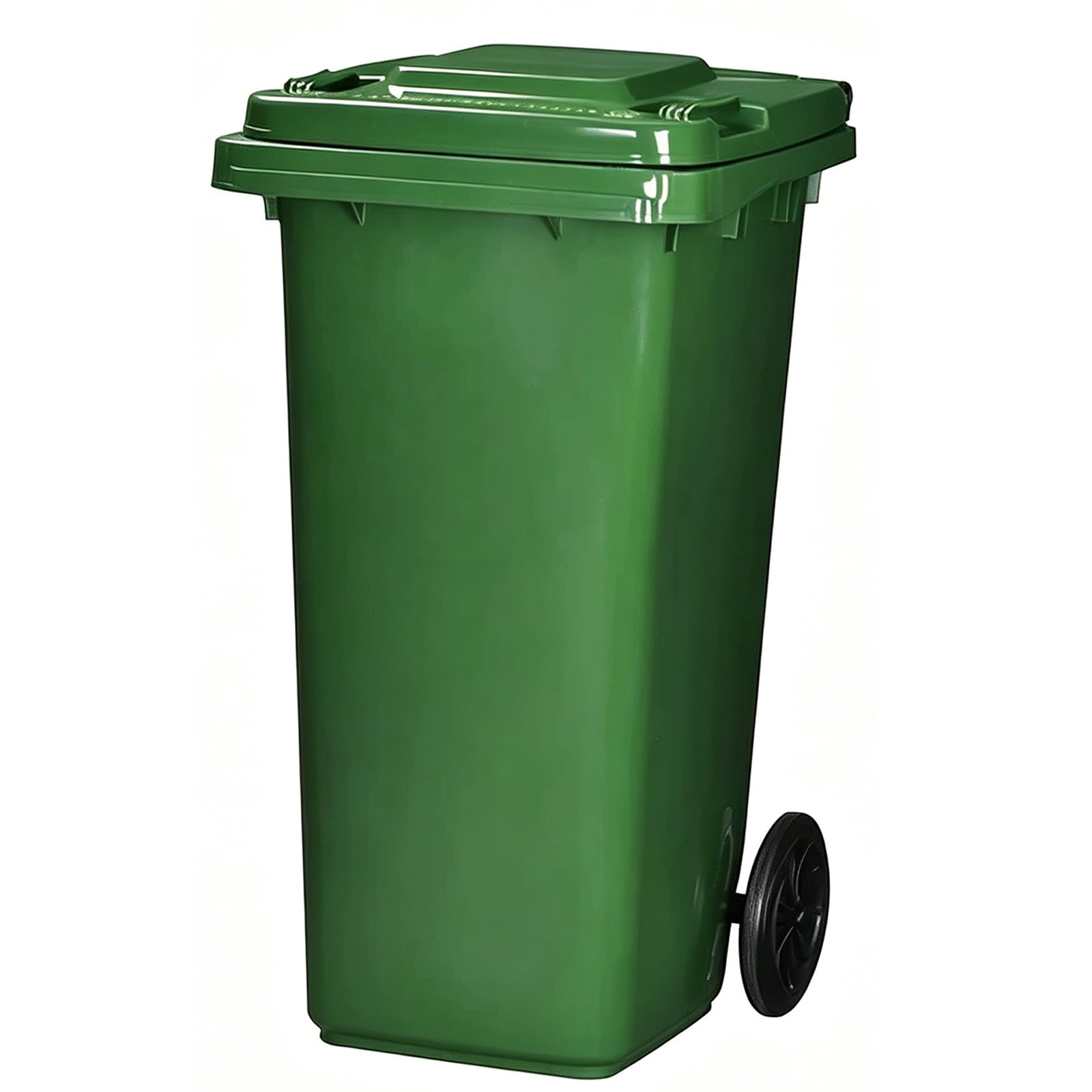 Kosz na śmieci na kółkach, do użytku na zewnątrz, dla ogrodników krajobrazu, budownictwa, restauracji, domu, biur, magazynów (zielony, 100 l)