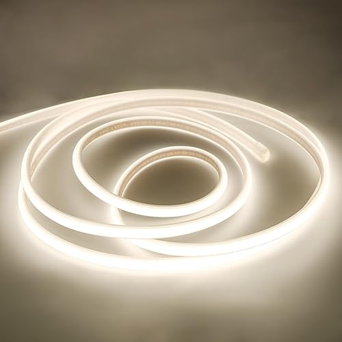 Miniatura 11 de Tira de luces LED para exteriores, impermeable, IP67 AC 110 V, tira LED COB, 6.56 pies, cuerda de luz cortable con enchufe de EE. UU., 4000 K, luces