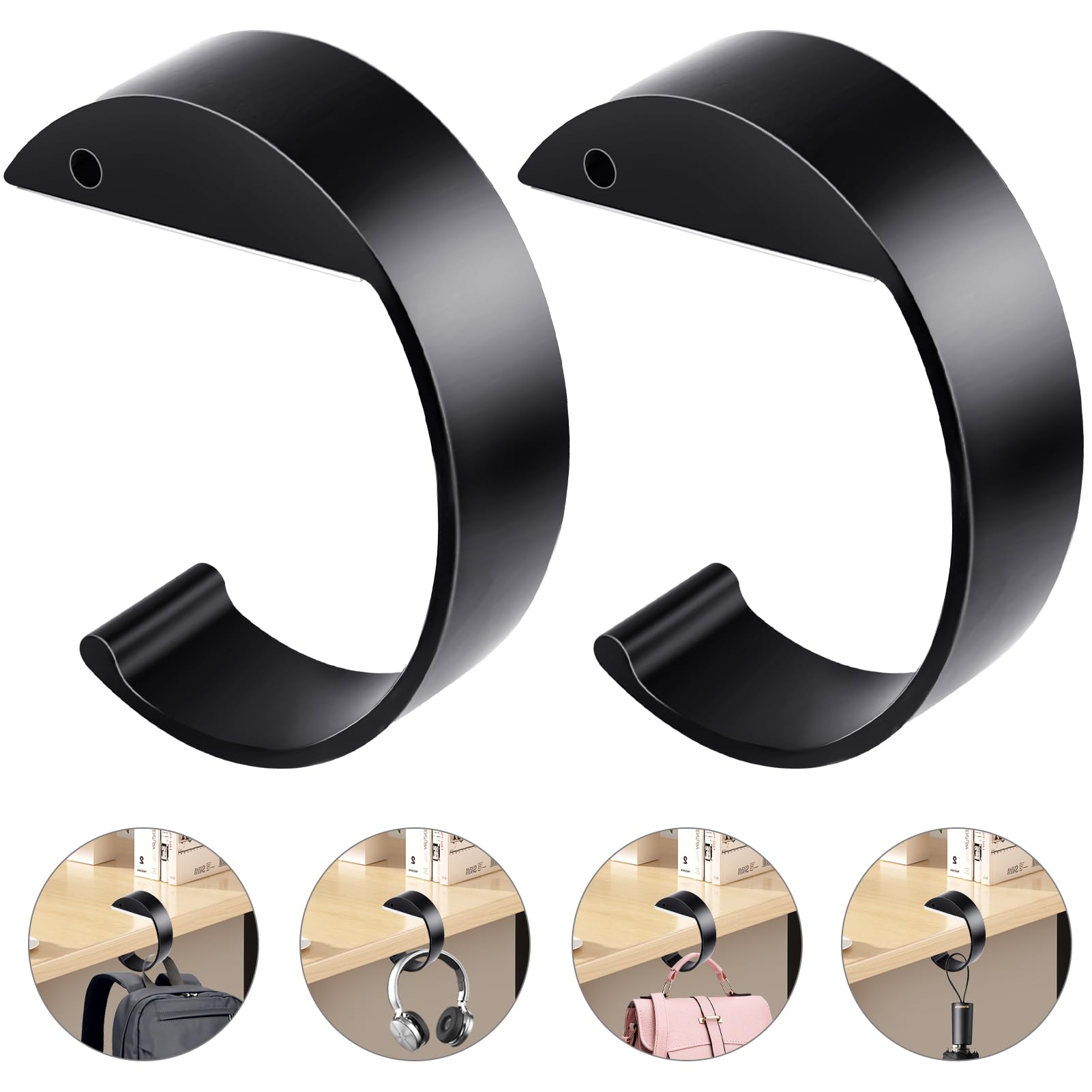 Oasisgalore2Pcs Purse Hook for Table Desk Bag Hook Handbag Hanger Headphone Stand Holder Desk Table Hook for Hanging Bag Backpack Heave Duty Hook Desk Mount Bag Holder Hook Office Study Organizer Accessories