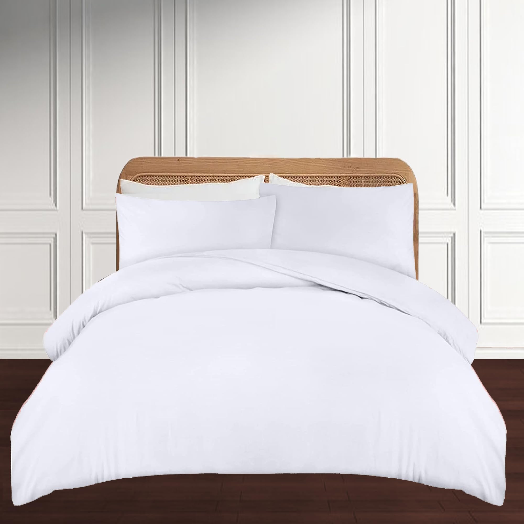 Apex Furnishings Single Duvet Cover Set White, Brushed Microfibre Bedding Comforter Plain Dye Quilt Cover With Pillowcase Light Weighted Duvet Classy, Soft, Luxury