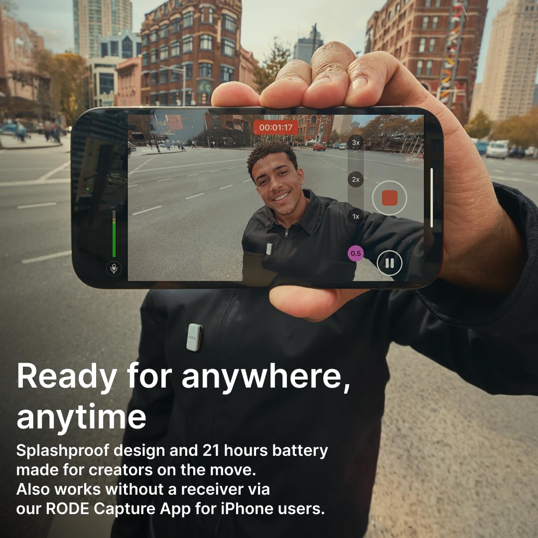 RØDE Wireless Micro, Microphone sans Fil Compact, Deux micros avec boîtier de Charge pour l’Enregistrement vidéo sur Smartphone et la création de Contenu, USB-C (Noir)