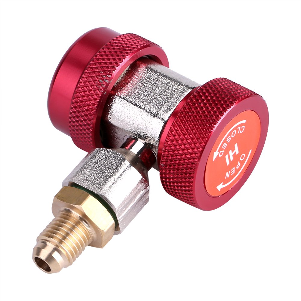 R134 A/C niska/wysoka szybkozłączka zestaw złączy klimatyzacji adapter złącza ekstraktora zaworu rdzenia kolektora miernika niskiego i wysokiego adapter boczny (czerwony)