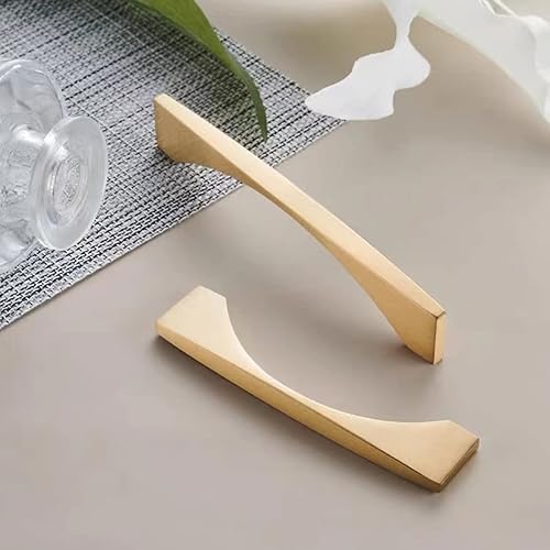 Myxekllo Paquete de 4 tiradores dorados para cajones de gabinete, tiradores de latón cepillado para cajones de aparador, accesorios para gabinetes