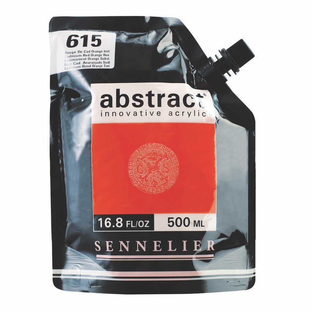 Sennelier Abstract Acrylic 500ml Pouch, Cadmium Red Orange Hue, (10-121521-615)