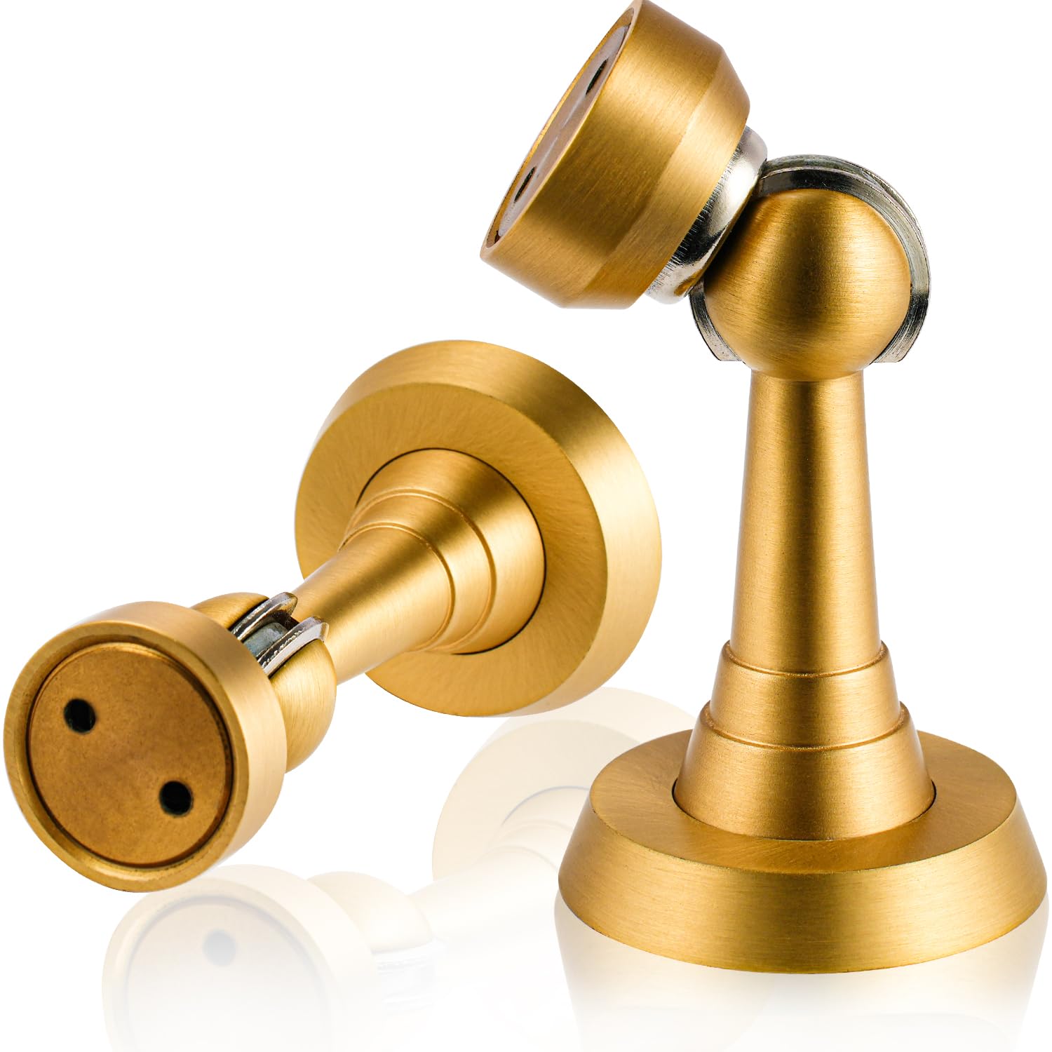 DOOROOM Door Stoppers, Brass Magnetic Door Stoppers for Bottom of Door, No Drilling Door Catch,Brushed Brass