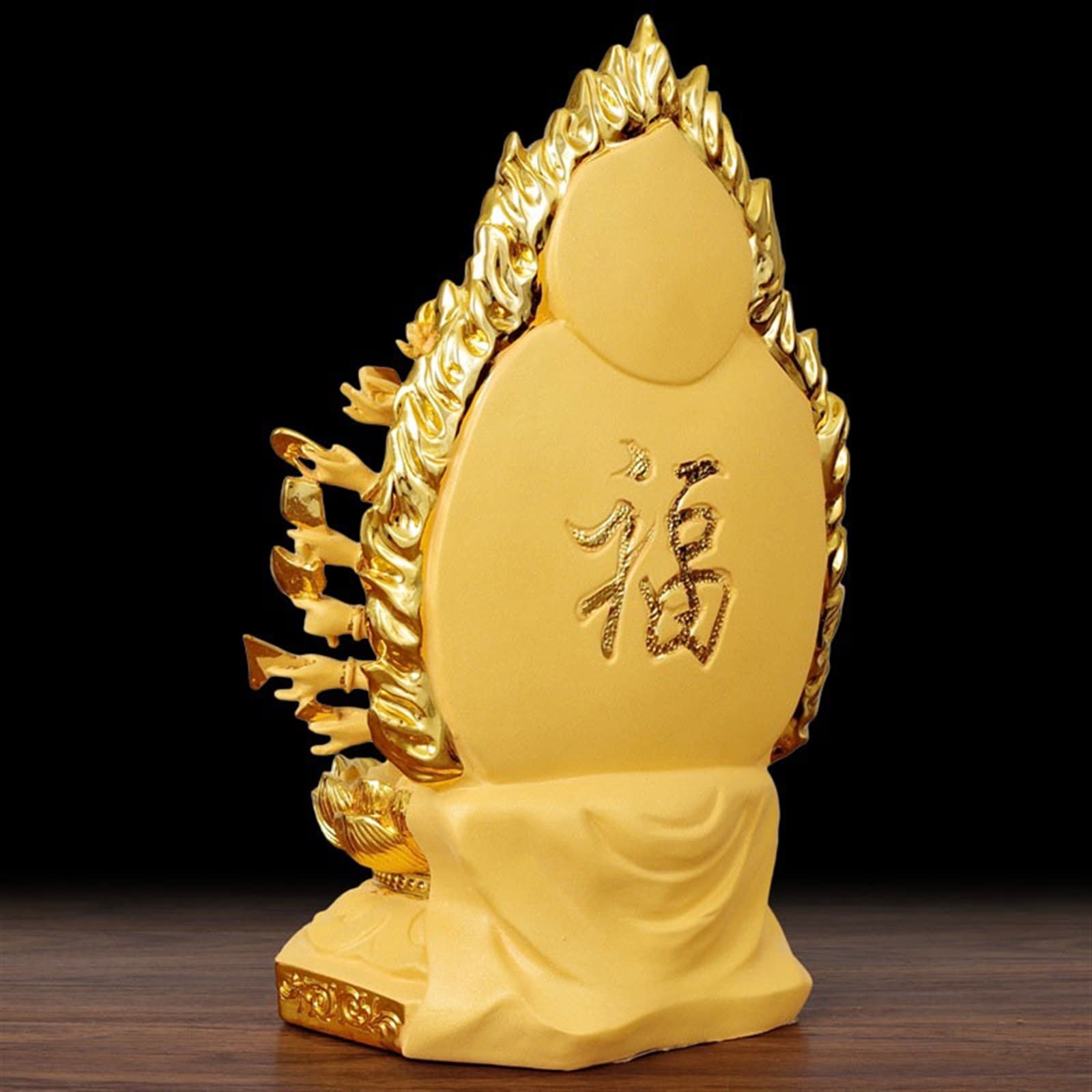 Figuras de Budas Escultura de Guanyin de mil Manos Doradas, Adornos de Bodhisattva de Loto Sentado, Estatua de Buda Zen, Adornos de Feng Shui for bendecir la Paz Budas Decorativos
