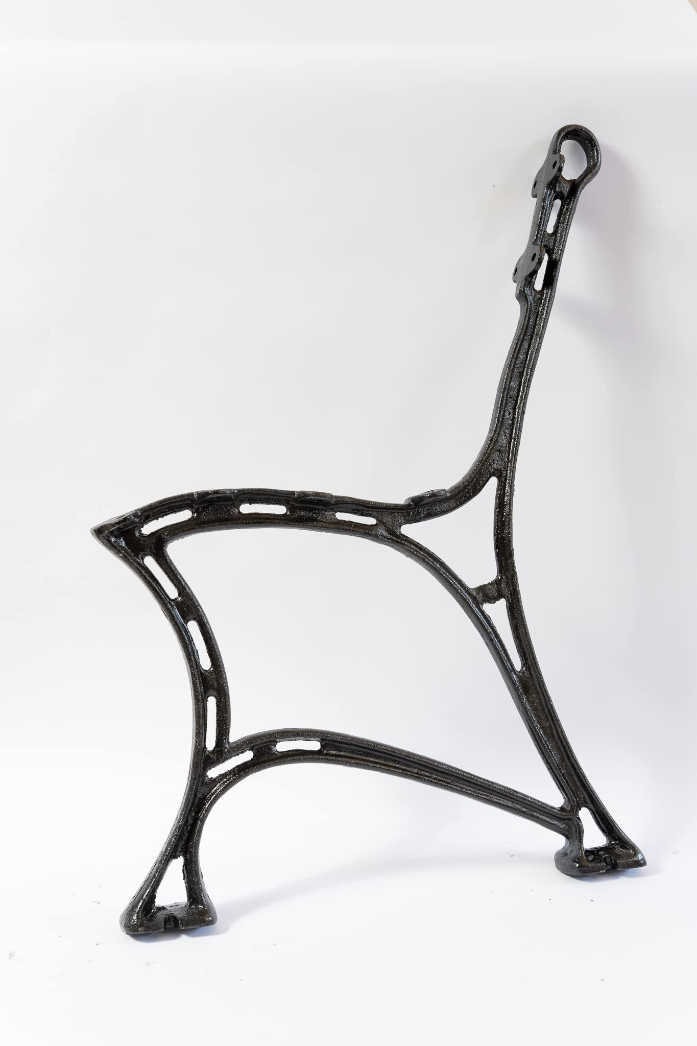SEZAM Bankfüße aus Gusseisen Schwarz x 2 Stück, mit Rückenlehne - 51 x 36 x 75 cm, für 6 Holzbankbretter - für Gartenbänke, Seitenteil
