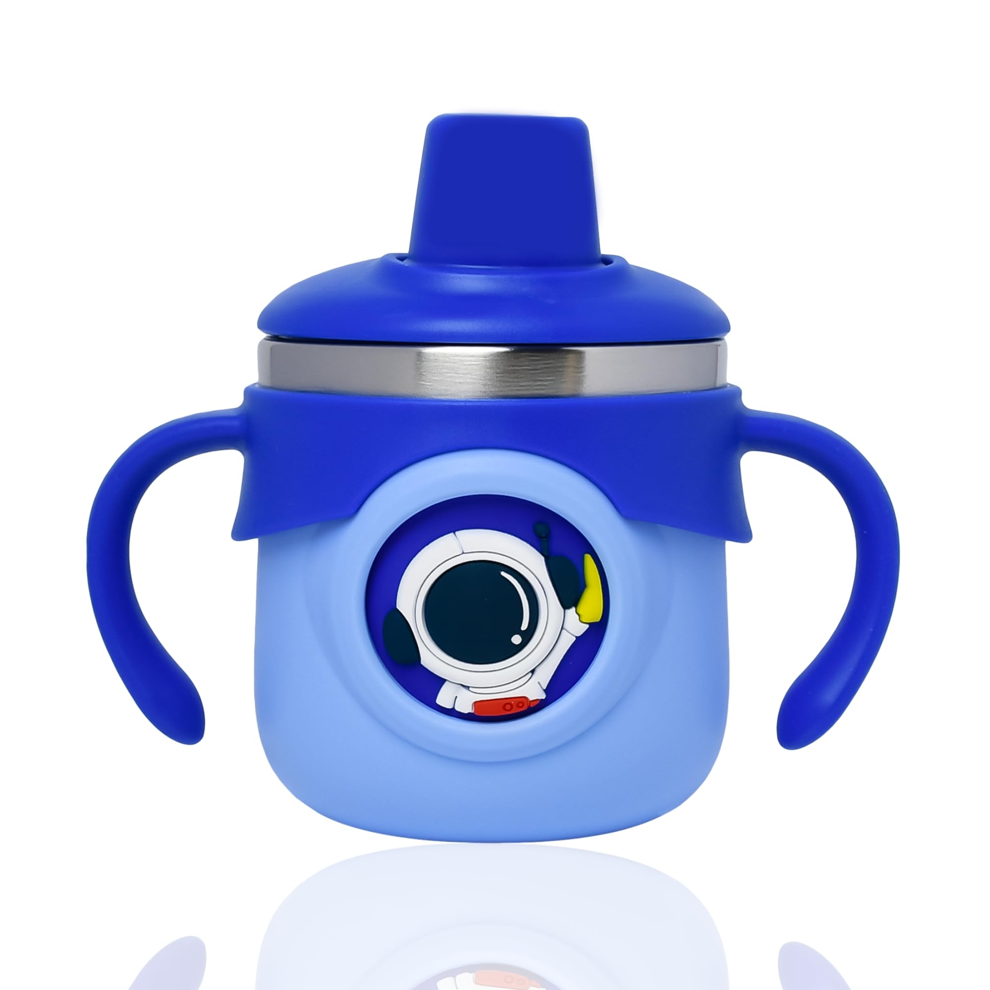 THE LITTLE LOOKERS Stainless Steel Insulated Hot & Cold Sipper Bottle for Baby | Sippy Cup With Straw | Travelling Water Bottle (Royal Blue - 260ml)