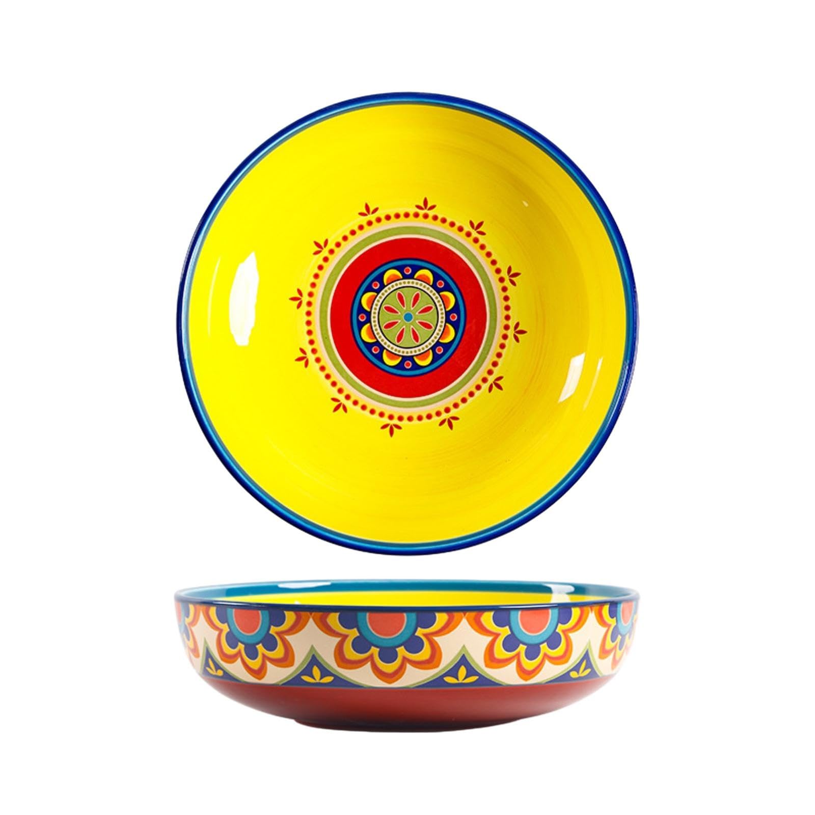 Bol à salade rond pastoral sous glaçure - Style latin - 30,5 cm - Bol à salade (31 cm)