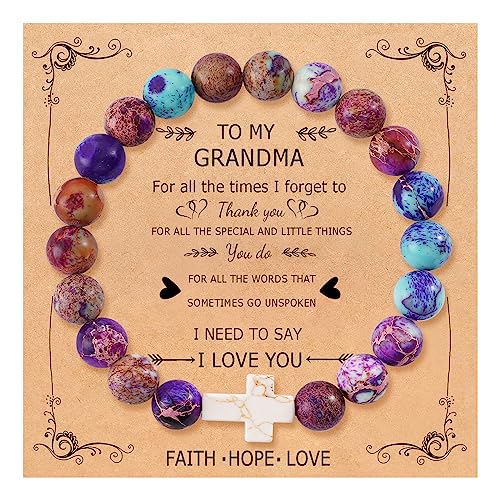 Image of QWNHONEY Cross Bracelet for Women Christian Gifts Colorful Imperial Stone Catholic Religious Jewelry Mothers Day Birthday Christmas Gifts for Women Mother Daughter Sister Girlfriend Grandma Wife