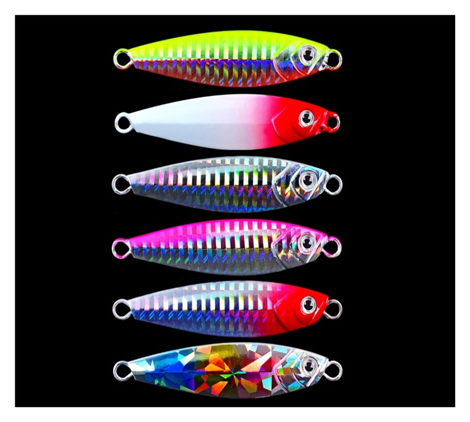 Przynęty wędkarskie, 3D Eyes Miękka przynęta wędka 6 szt. Metal Jig przynęta wędkarska twarda Isca sztuczna bionika przynęta waga 7-30g powolna łódź morska tonące przynęty dla Whopper Pike Fish(6 Pcs