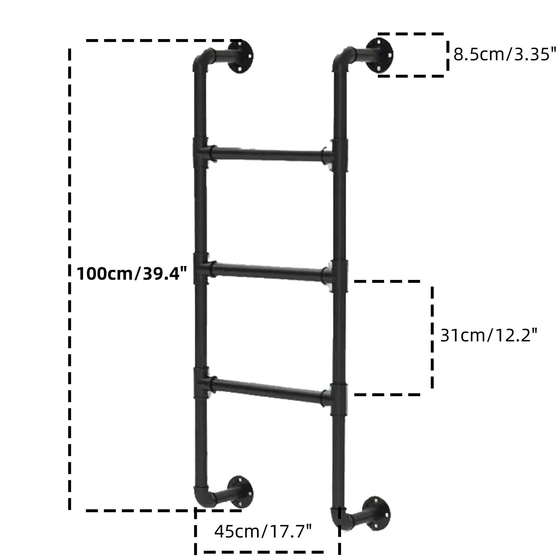 4 Rung Steps Steps For Wall Basement Ladder 4-10 Rung, 3.3FT-9.8FT Metal Window Well ...
