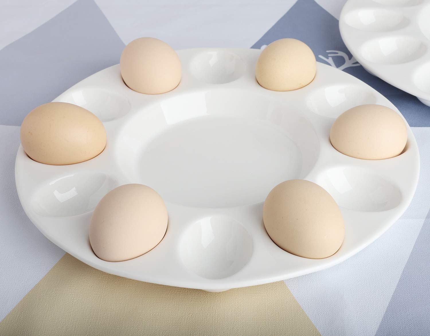 Porcelanowa deviled taca na jajka 25 cm dekoracyjny talerz na jajka wielkanocne na 12 przegródek (np. taca)