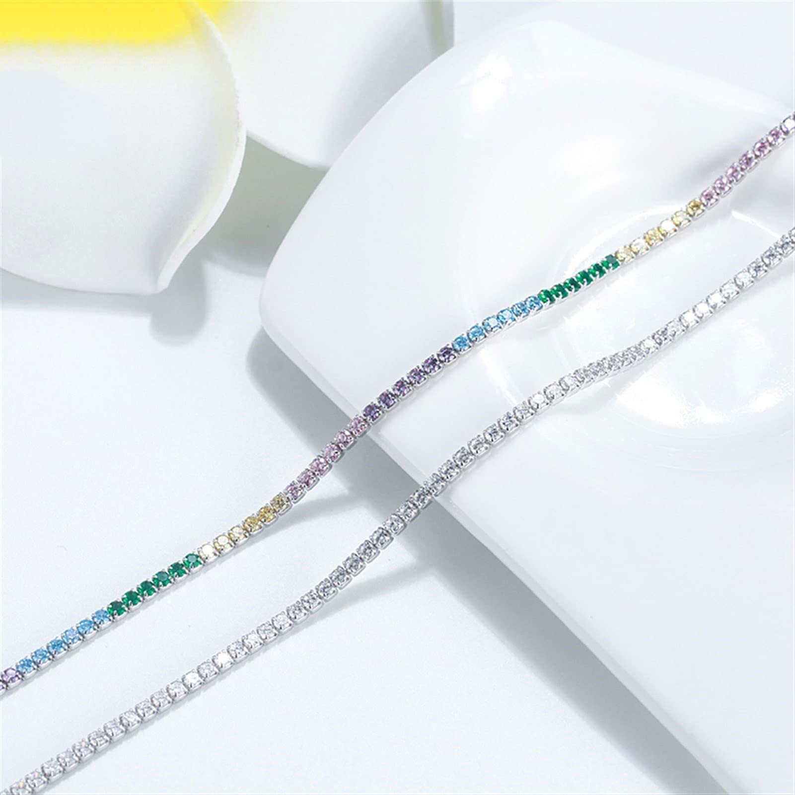 Braccialetti alla caviglia Cavigliera da donna Cavigliera da tennis in argento sterling 925 Cavigliera regolabile Gioielli da vacanza per l'uso quotidiano Cavigliere da donna (Colore : Multi