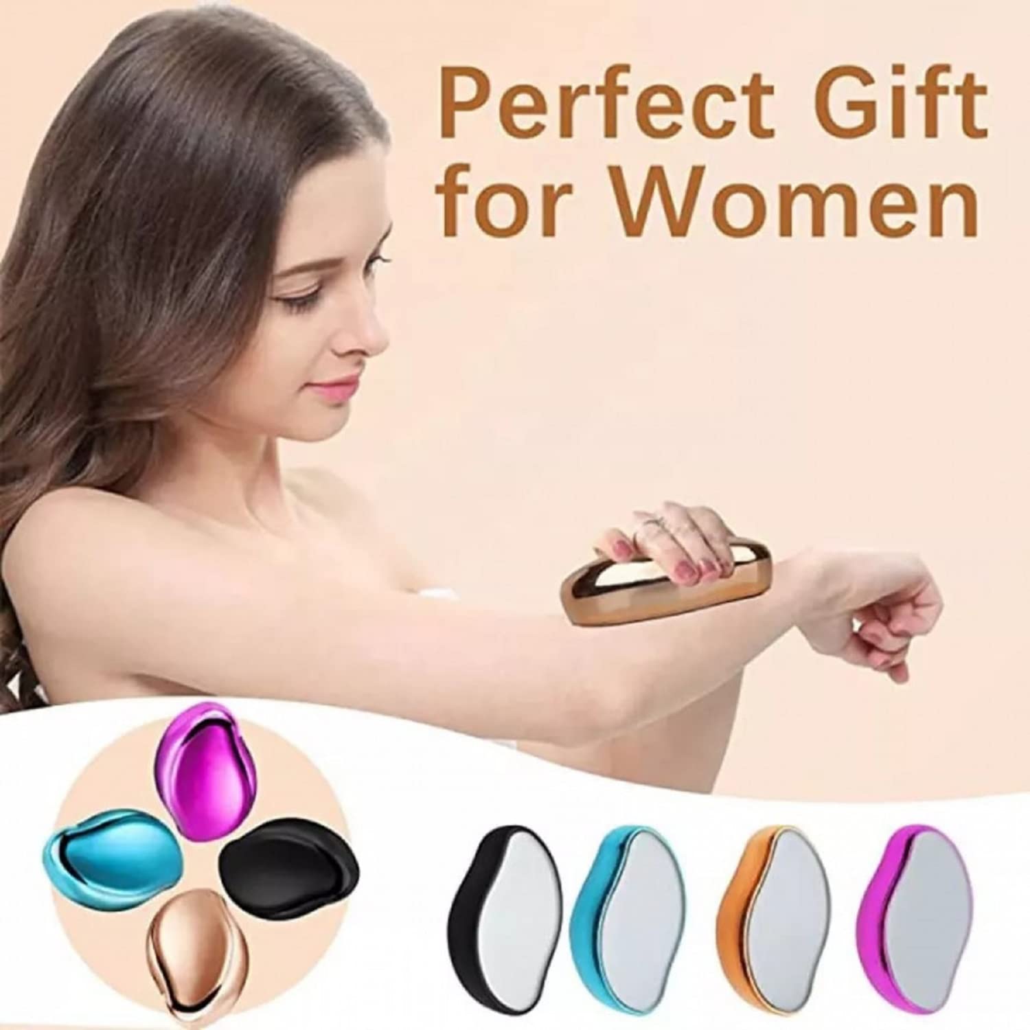 Crystal Hair Remover for Women Men,Crystal Hair Eraser Stone,Exfoliator Tool for Arms Legs Back Bikini Bod,Painless Magic Hair Removal Eraser Pack of 1 Multicolor