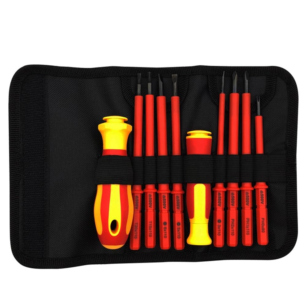 Jooehyer Insulated Screwdriver Set, Plums Blossom, Flat Head, Bag, Home Maintenance Electrician Anti-Electric Screws