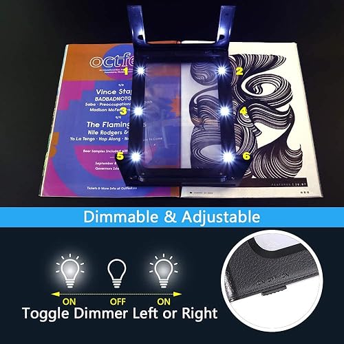 Miniatura 6 de Lupa rectangular de página completa grande 3X manos libres Lupa rectangular iluminada LED iluminada plegable portátil de escritorio para ancianos