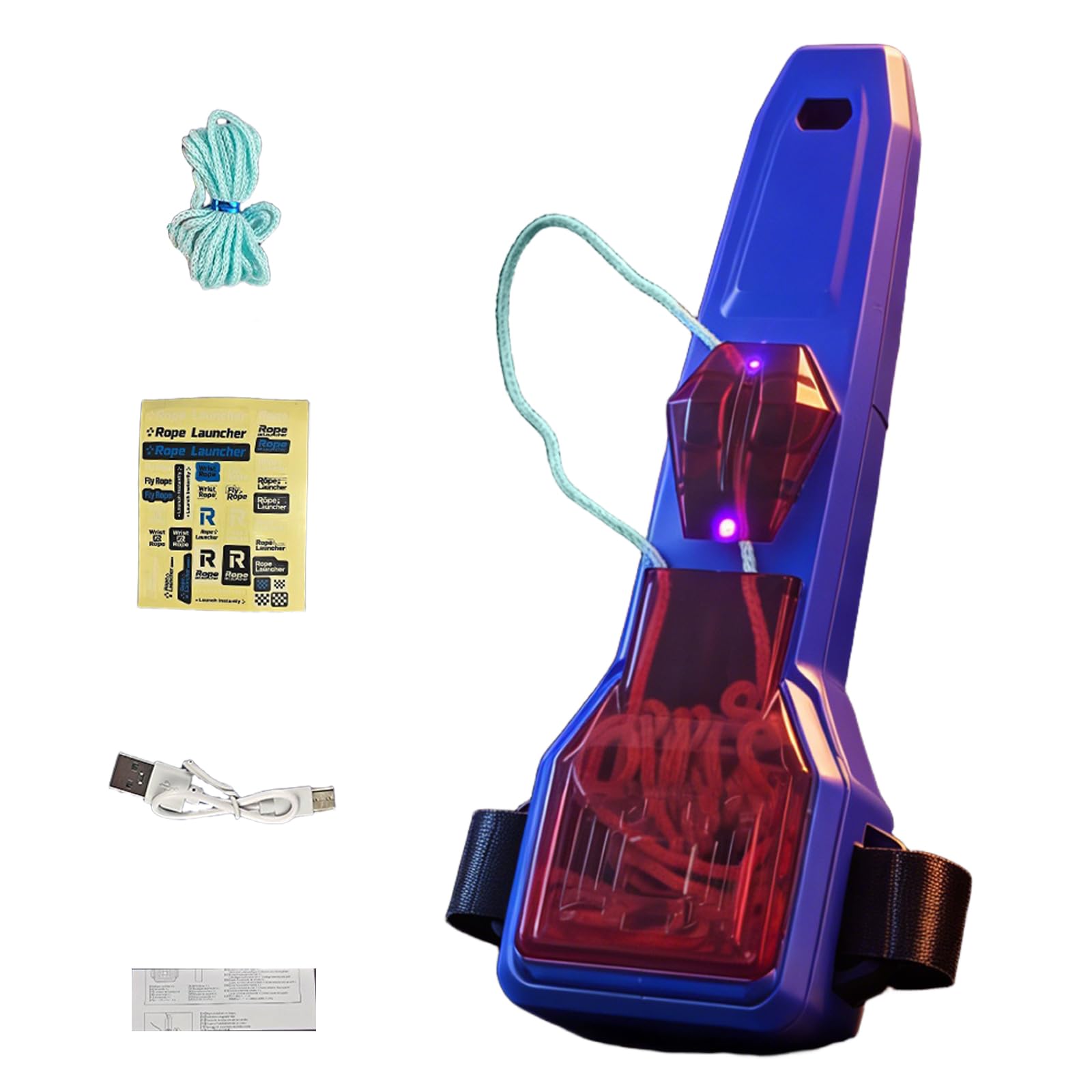 Glow Electric String Launcher Toy, Automatic Web Shooter Outdoor Play Fun (dark blue)
