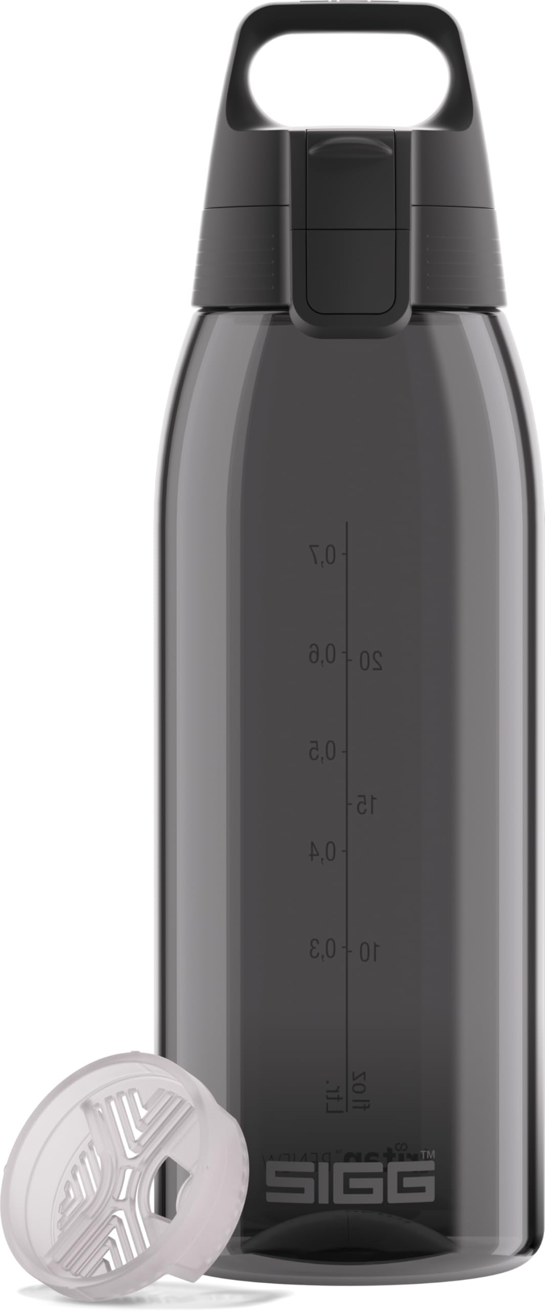 Sigg - Tritan Water Bottle - Total Color ONE Anthracite - Suitable For Carbonated Beverages - Dishwasher Safe - Leakproof - Featherweight BPA Free - 1L