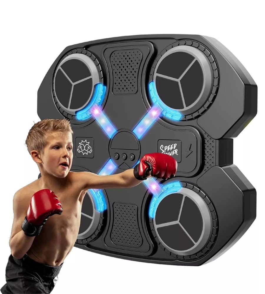 Macchina da Boxe Ritmo Musicale Bambini - Music Boxing Machine Bluetooth LED - Velocita' Regolabile con Guantoni Allenamento Sport Fitness Pugilato