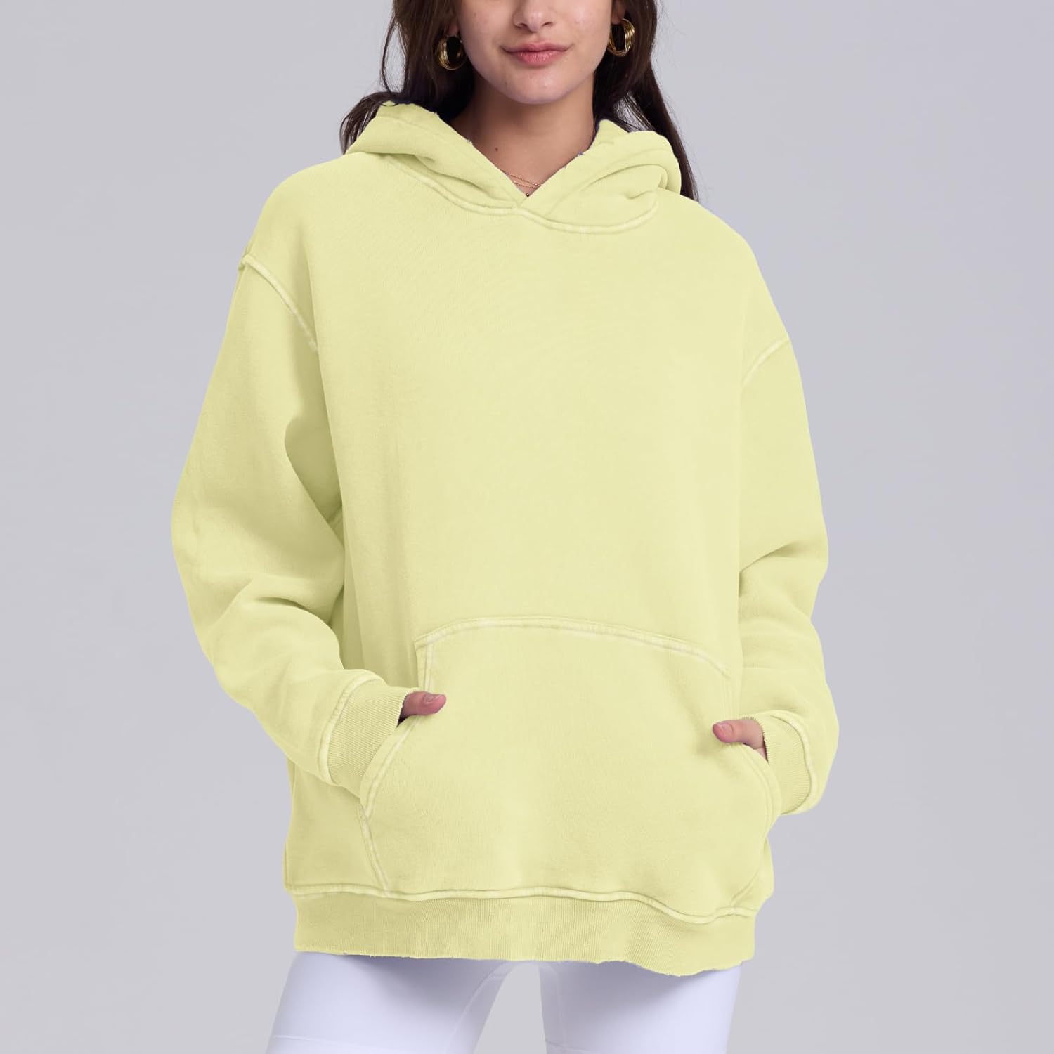 FAIABLE Womens Oversized Acid Wash Hoodie Unisex Heavyweight Cotton Hoodies Fleece Vintage Washed Sweatshirt Women Men - Image 2