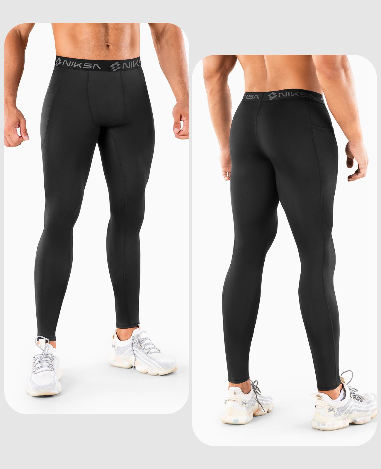 Niksa Lot de 1/3 pantalons de compression pour homme, leggings de sport athlétiques pour la course à pied, le yoga, l'entraînement, le sport