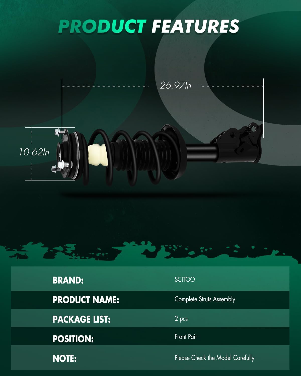 SCITOO Shock Struts Replacement Complete Assembly Front Pair Fit for 2006-2011 for Honda Civic Quick-Strut Complete Strut Assembly