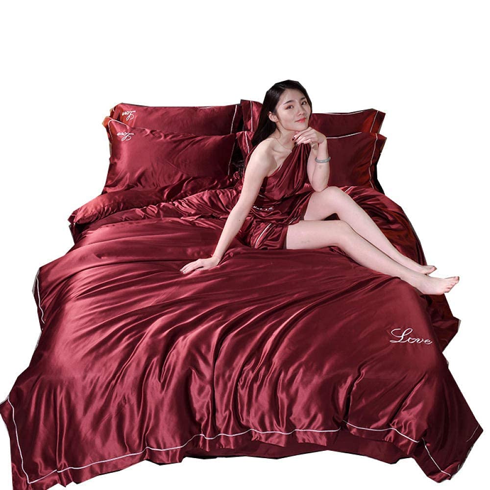 夏のアイスシルクエアコンキルトシルクスリップ4ピースダブルベッドセット 夏のアイスシルクエアコンキルトシルクスリップ4ピースダブル