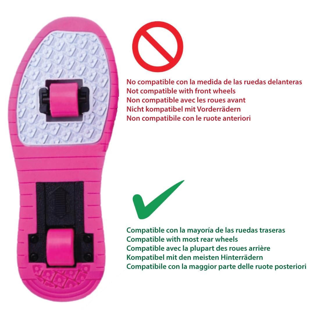 Ruedas de Repuesto Traseras para Zapatillas Deportivas con Ruedas automáticas. 2 Ruedas rosas