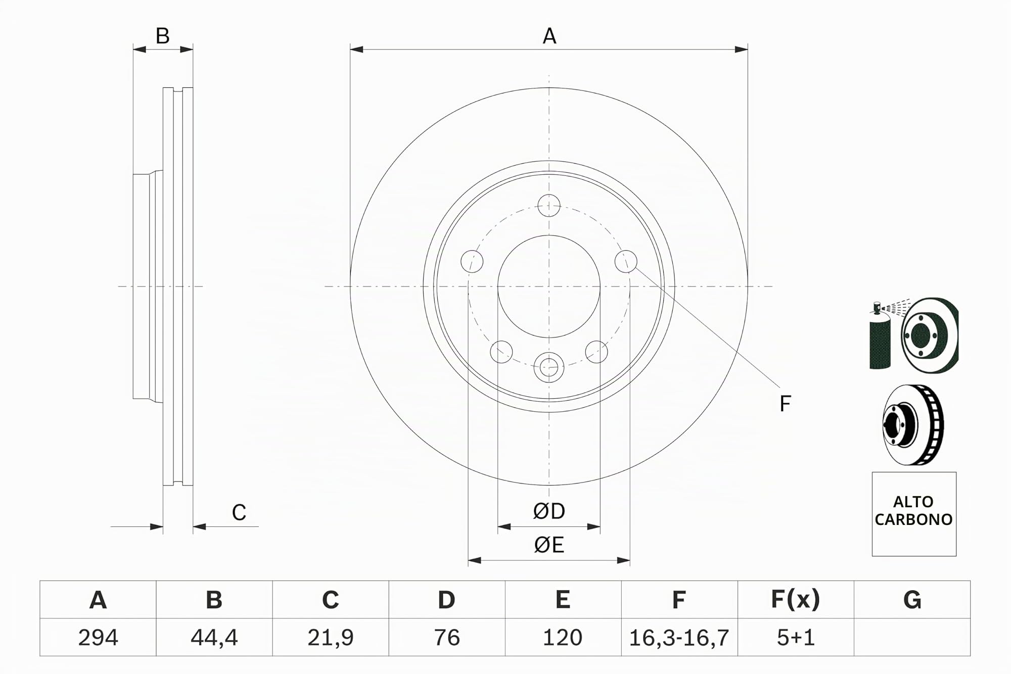 Juego de 2 Discos de Freno Bosch BD1027 - Discos Ventilados, Alto Contenido en Carbono, 294 mm – Eje Trasero – Certificado ECE-R90 – Excelente Refrigeración y Reducción de Ruido, Anticorrosión