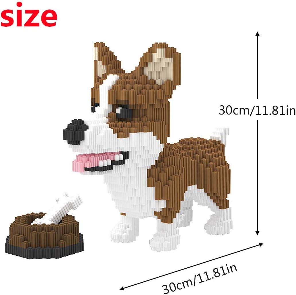 Larcele Dog Micro Building Blocks Animal Mini Building Toy Bricks,4819 Pieces KLJM-02 (Corgi Dog and Food) - Image 2